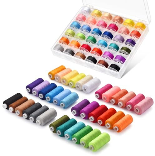 Eoehro 72-teiliges Nähgarn-Set - 36 Farben, 400 Meter Polyester Garn für Näh- und Quiltprojekte
