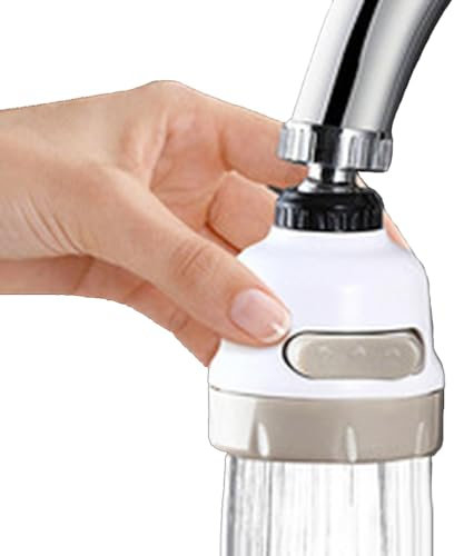 Aireador Grifo Cocina 360° Giratorio, Adaptador para Grifos Fregadero, Extensor Grifo con 3 Modos, Atomizador Ahorro Agua Antisalpicaduras, Universal, Material ABS, Color Blanco