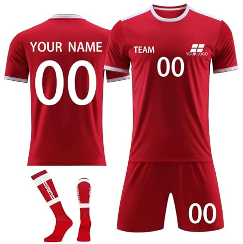 Personalisierte Fußball Trikot, Customizable Trikot Mit Namen Kinder Benutzerdefiniertes, Individuelles Fussball Trikot Shorts Socken Jungen Herren