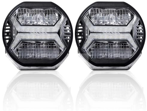 REALOVE 5,75 Zoll LED-Arbeitsscheinwerfer 12 V LED-Zusatzscheinwerfer mit Montagehalterung E-Mark-Arbeitsscheinwerfer für Traktor, LKW, Offroad, SUV, ATV Wasserdicht IP67 (2 Stück)