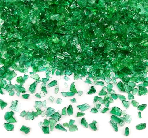 Ocefeiyue Verre écrasé pour art en résine, brasero brisé pour brasero de table, artisanat, décoration d'intérieur, remplissage de vase, vert foncé, 425 g