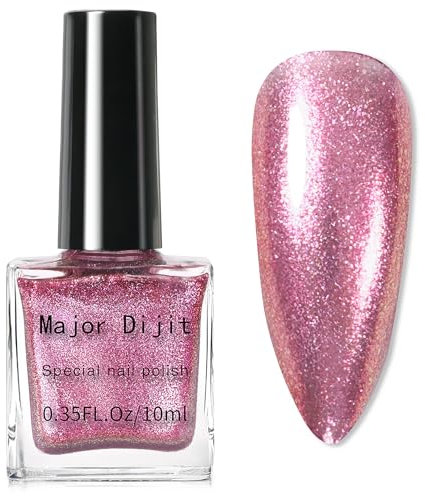 Chameleon Pearl Holographic Nail Varnish - Pink Mermaid Nail Polish - Quick Dry, Long Last Shimmer - Translucent Breathable Effect
