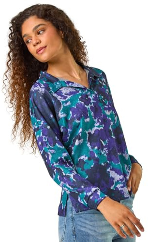 Roman Originals Collared Shirt - Ladies Long Sleeve Blouse Spring Everyday Summer Top Evening Vacation Work Holiday Long Sleeve Smart Casual