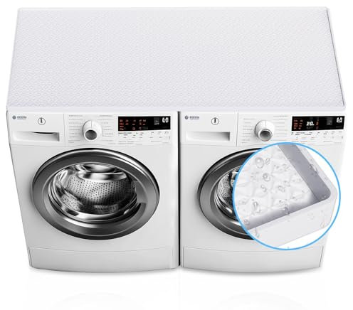 Waschtrockner-Arbeitsplatte, 130 x 65 cm, Deckenschutz, faltbare Silikon-Gummimatte für Waschmaschine und Trockner, rutschfest und staubdicht, wasserdicht, waschbar, Oberabdeckung für Waschküche,