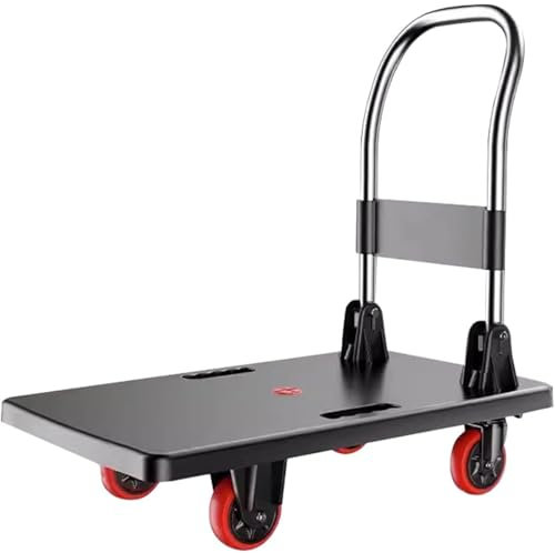 ENWYTE Transportwagen Tragkraft Rollwagen Plattformwagen Sackkarre Plattformwagen Einhand-Klappwagen Mit Flüsterrädern 650kg Tragkraft Transporthilfe Mit Rollen Und Anti-Rutsch-Funktion(60x40x75cm)