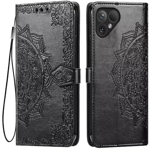 HONLEN Coque pour Smartphone, Compatible with Fairphone 5 Etui, (6.46 inches) Premium PU Cuir Portefeuille Magnétique Flip Case, 3 Porte-Cartes en Béquille Cover Noir