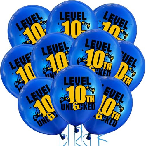 Cxryrzhe 10Pcs Blue Video Game 12 Latex Balloons - Gaming Themed 10th Birthday Party Pack