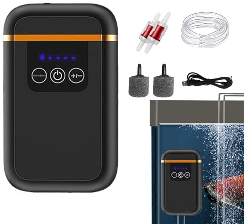 Aquarium Air Pump USB Rechargeable Aerator Fish Tank Air Pump, Adjustable Aquarium Oxygen Pump Aerator for Outdoor-Fishing, Moving and Power Outages