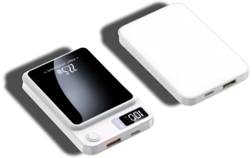 Magnetic Wireless Power Bank 10000mAh Portable Fast Charging Battery Pack with LED Display 22.5W PD & QC3.0 USB-C Charger Compatible Devices, Smartphones Tablets, iPhone Google Oppo (White)