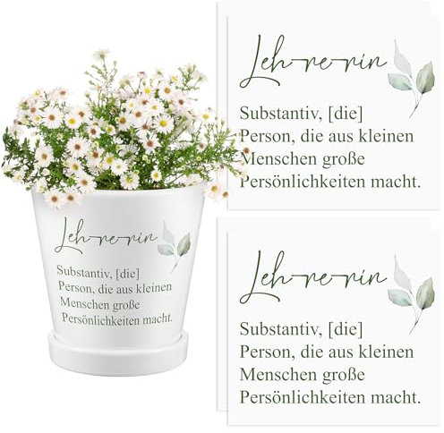 Faccito 4 Aufkleber für Den Blumentopf Dankeschön Lehrer Geschenk Aufkleber Person, Die aus Kleinen Menschen Große Persönlichkeiten Macht Erzieher Geschenk Kindergarten Dankeschön (Eukalyptus)
