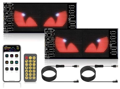 2Pcs Devil Eyes Light For Cars Led Augen für Lkw,Teufelsaugen Lichter für Autos,Programmierbares Flex-Auto-LED-Display für Auto,LKW,Text,Graffiti,Smart App,Bluetooth USB(70mm*173mm)