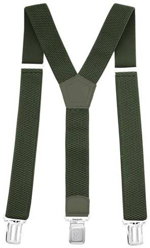 Glamexx24 Hosenträger für Herren Einstellbar und Elastisch, Y Form, Breit 4 cm mit 3 Starken Clips Einheitsgröße Hosenträger für Männer und Damen, Militaergruen