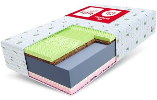 FDM Premium Matratze Savona Aloe Vera 90x200 cm 7 Komfortzonen Härtegrad H3 und H4 22 cm Hoch Doppelseitige Schaumstoffmatratze (Visco, Latex, Polyurethanschaum, Kokos, HR-Schaum) mit Aloe Vera Bezug