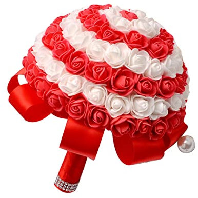 ULTECHNOVO 1 Pz Bouquet Da Sposa Rose Nuziale Fiori Nozze Decorazione Coperture Matrimonio Per La Sposa Mazzo Futura Sposa Decorazioni Per Matrimoni Addobbi Matrimonio Rosso
