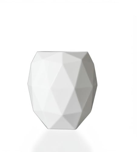 Campella - Poliedrus Lacado - Maceteros Decorativos Interior - Diseño Moderno - Tiestos para plantas interior - Decoración Interiores y Exteriores Elegantes - Maceta grande (Blanco Brillo, Grande)