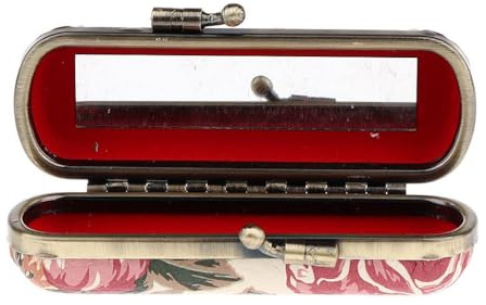 drburpily Elegante Aufbewahrungsbox für Lippenstift und Lipgloss mit Retro Pfingstrosenmuster. Auch als Schmuckkästchen geeignet. Mit integriertem Spiegel für Handtaschen.