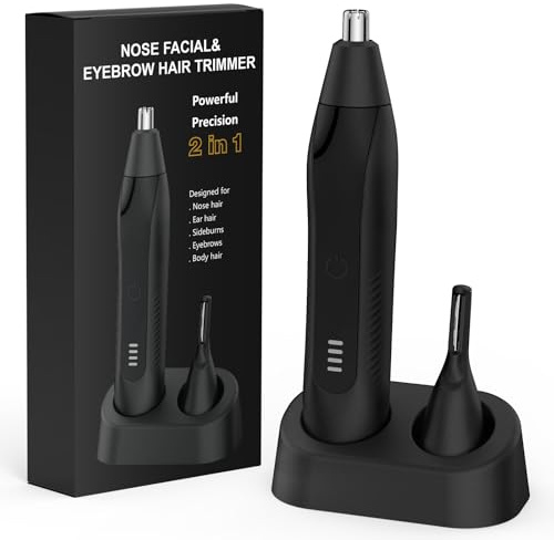 Nasenhaartrimmer, Wiederaufladbar Nasenhaarschneider 2 in 1 Set,Ohrhaarschneider mit Doppelschneideklingen Professioneller schmerzfreier Augenbrauen und esichtshaartrimmer S06