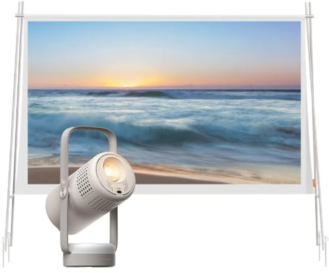 Projecteur XGIMI Vibe One + Écran Pliable 70 Pouces, Projecteur Portable 1080P avec Batterie Intégrée, Enceintes JBL et Google TV, Cinéma Extérieur pour Jardin et Camping