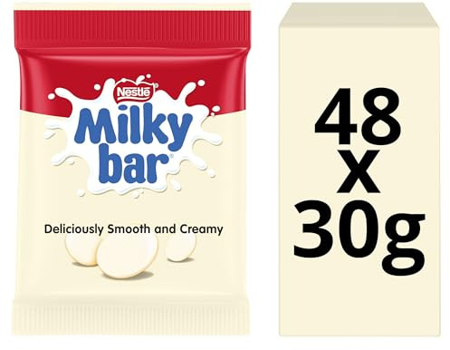 Milkybar Buttons White Chocolate Bag, 30g | Multipack of 48 | Made from Milkybar creamy white chocolate; perfect for sharing; loved by kids and grown-ups alike
