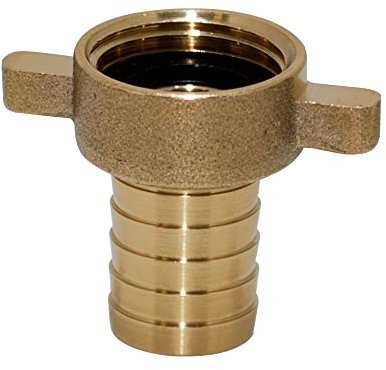 Boutté Nez de robinet droit avec écrou à ailettes, femelle 26x34, pour tuyau de Ø19, avec joint caoutchouc imperdable Or