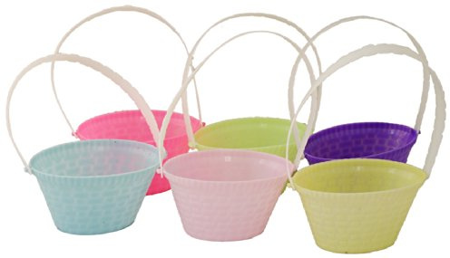 Pack Of 6 Mini Easter Baskets With Handles 4 Baskets - Assorted Colours