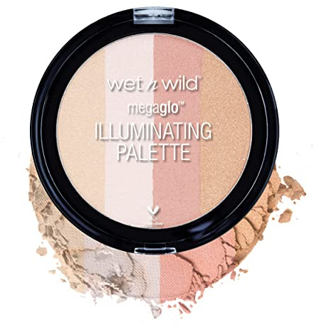 wet n wild MegaGlo Illuminating Blush Makeup Powder Palette, Catwalk Pink, Highlighter Face Make Up