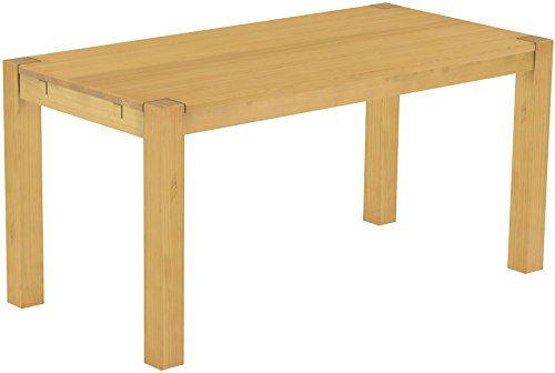 Esstisch Rio Kanto 160x80 cm Eiche hell Pinie Massivholz Größe und Farbe wählbar Esszimmertisch Küchentisch Holztisch Echtholz vorgerichtet für Ansteckplatten Tisch ausziehbar Brasilmöbel