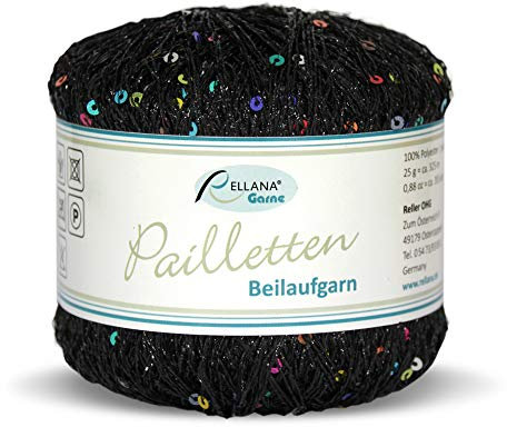 Rellana Pailletten Beilaufgarn, 25 g, schwarz-bunt (Col. 221)
