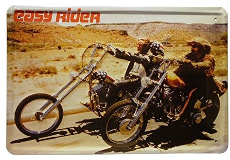 Blechschild 20x30 cm EASY RIDER Biker Motorrad Chopper Route 66 Film Plakat Bar Metall Schild