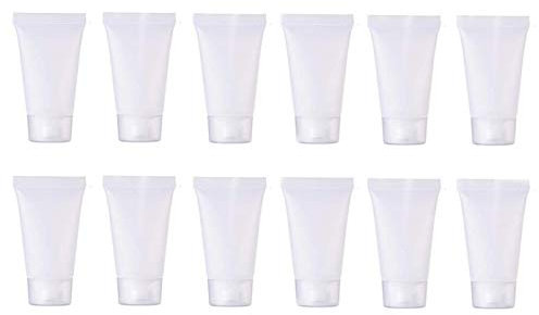 20PCS 10ML Clear Empty Refillable Plastic Soft Tubes Bottle Cosmetic Sample Bottles Jars Travel Makeup Container with Screw Cap For Lip Gloss Balm Body Lotion Shower Gel Shampoo Facial Cleanser (10ml)