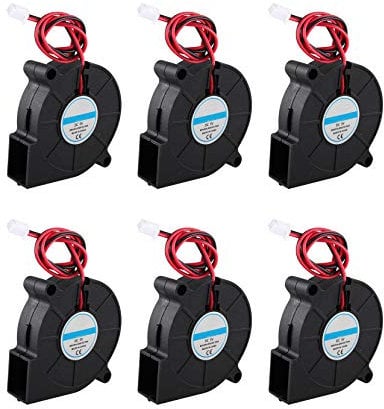 Jopto 6Pcs 3D Printer Cooling Blower Fan DC 5V 50 x 50 x 15mm 5015 Blow Radial Cooling Fan 2Pin Accessories Hot End Extruder Compatible with RepRap i3 3D Printer Cooler Heat Sinks