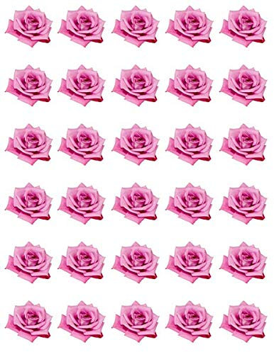 30 Pink Rose Single Cupcake Toppers Edible Wafer Paper Fairy Cake Toppers Birthday Cakes