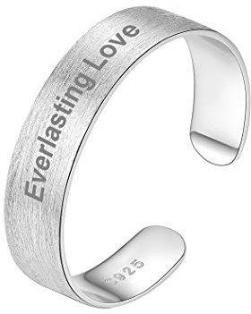 PROSILVER 925 Silber Ring für Damen 5mm 10mm 15mm Silber Offener Fingerring Anpassbar hochglanzpoliert/gebürstet Bandring verstellbar Minimalister Schmuck Accessorie