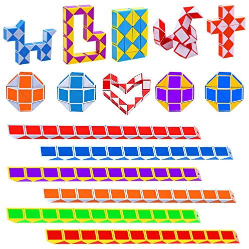 GOLDGE Party Bag Fillers Toys for Kids, 12 PCS 24 Blocks Magic Snake Cube | Snake Fidget Toy for Kids, Speed Cubes, Children’s Party Toys Twist Puzzle Cube
