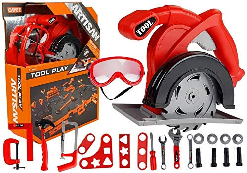 BSD Jeu d'imitation, Jouet Outils pour Enfants, Outil de Jouet Réaliste, Jouet Scie Circulaire avec Outils Manuels et Accessoires - 23 pièces