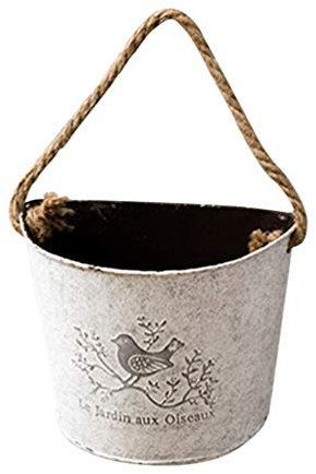 DOITOOL 2 Pezzi Secchiello per Fiori da Parete in Metallo Vintage Zincato Fioriere Semicircolari Appese in Ferro Porta Fiori in Latta Contenitore Succulente Impermeabile per Decorazioni