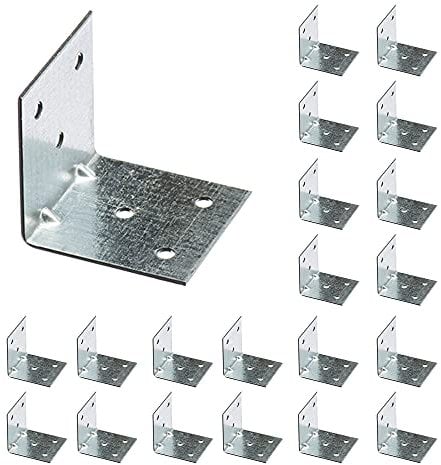 VHG Corner Brackets Wood Connectors - Pack of 15 (50 x 50 x 50 x 1.5) Heavy Duty Reinforced Braces, L Shaped Angle Connector with Beading, Timber Joining Fixing Connector, Galvanised Steel Metal Sheet
