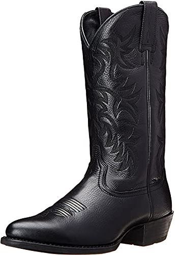 GDAFF Stivali da Cowboy da Uomo Autunno Inverno Vintage Ricamo Stivali a metà Polpaccio All'aperto a Punta Pelle PU