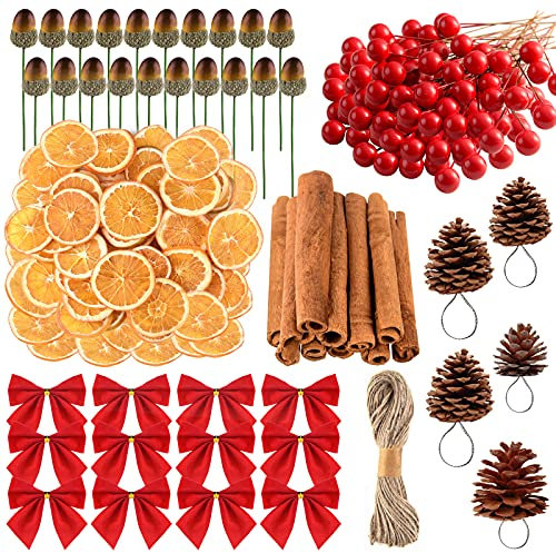 CHRORINE 218 Pcs Multicolored Christmas Wreath Making Kit Accessories for Xmas Tree Wreath Craft Party Decor