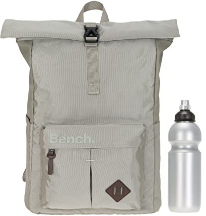 Sieber Kurierrucksack Rucksack Bench Terra mit Laptopfach 24 Liter groß edel A4 mit Geheimfach und Brustgurt + Trinkflasche (Sand-Beige 4200)
