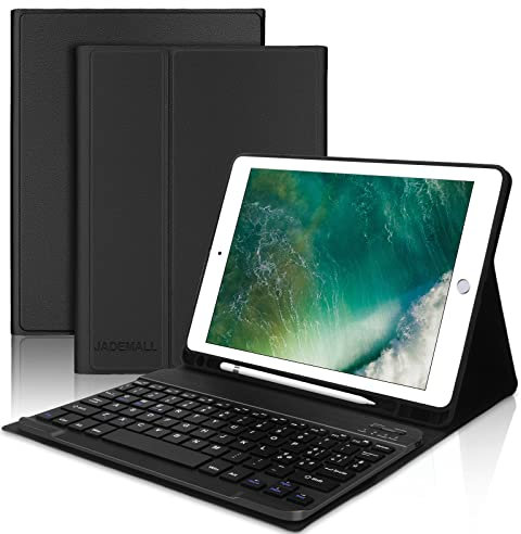 JADEMALL Custodia con Tastiera per iPad 9.7, iPad 6a/5a Generazione-2018/2017, iPad Air 2/1-2014/2013, Italiana-Layout Tastiera con Cover per 9.7 Pollici, Nero