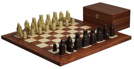Chessgammon Isle of Lewis I Elfenbein & Braun Harz Schachfiguren 3,5 mit Palisander Schachbrett 20