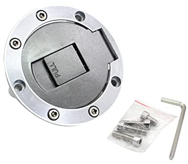 iSpchen Motorrad Tankdeckel Edelstahl 7-Loch runde Tankverschluss Kraftstofftankdeckel Tankklappe Motorrad Benzin Tankdeckel Abdeckung mit 2 Schlüsseln Motorrad Ersatz für 125 150 Motorräder Zubehör