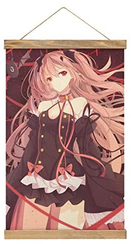 Anime Krul Tepes Scroll Poster Stoffbild Kunst Holz DIY Rahmen Hängende Druck Aufhänger für Raumdekoration Öl Leinwand Kit Geschenk