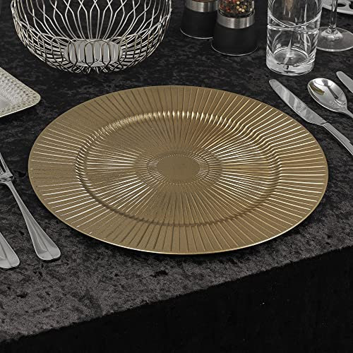 URBNLIVING 33cm Christmas Dinner Charger Plates Placemats Dining Table Setting Reusable Party Decor (Ray Gold, 12 Charger Plates)