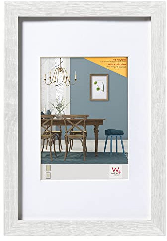 walther design Bilderrahmen weiss 40 x 60 cm mit Kunstglas und Passepartout Fiorito Holzrahmen EFX460W