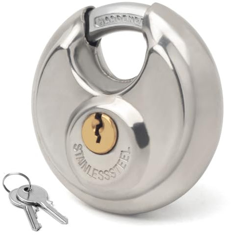 Tuff4ever Vorhängeschloss Wetterfest, Schloss mit Schlüsseln, Edelstahlkorpus, Kneifschutz, Rundbügelschloss Rostfrei, Circle 60mm