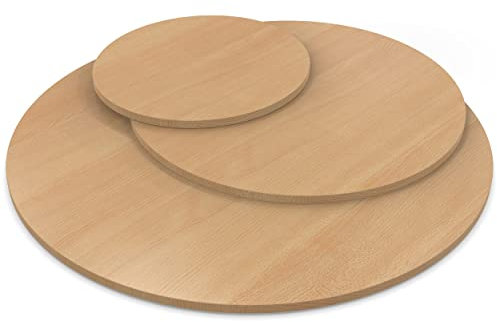 AUPROTEC Tischplatte 19mm rund Ø 900 mm Weißbuche Holzplatte melaminharzbeschichtet Spanplatte mit Umleimer ABS Kante Auswahl: 90 cm
