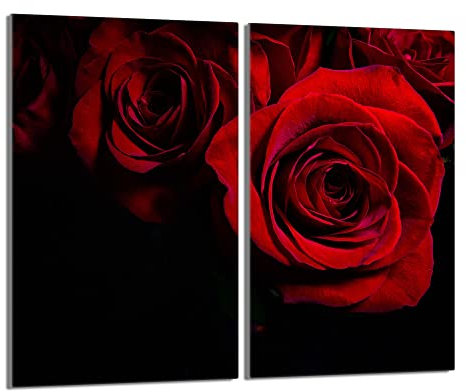 DarHaus Tabla de cortar decorativa de cristal templado y cubre vitro, Placa protectora de vitrocerámica 30 x 52 cm 2 piezas, para inducción, protección contra salpicaduras, decoración, ROSA