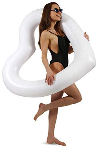 Sunallwell White Heart Pool Float | Big Inflatable Photo Prop for Engagement, Wedding, Bachelorette Party